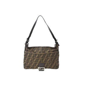 FENDI Mamma Bucket Shoulder Bag Zucca Jacquard Leather Brown